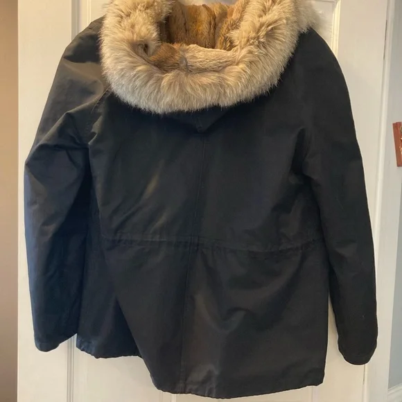 Yves Salomon Army Black Fur Lined jacket 34